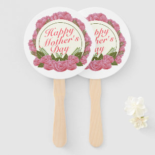 Elegant Happy Mother's Day Floral Frame Hand Fan Fächer