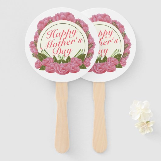 Elegant Happy Mother's Day Floral Frame Hand Fan Fächer (Vorne und Hinten)