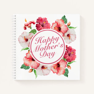 Elegant Happy Mother's Day Floral Frame Notebook Notizblock