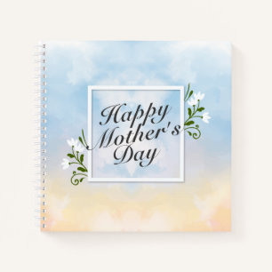 Elegant Happy Mother's Day Floral Frame Notebook Notizblock