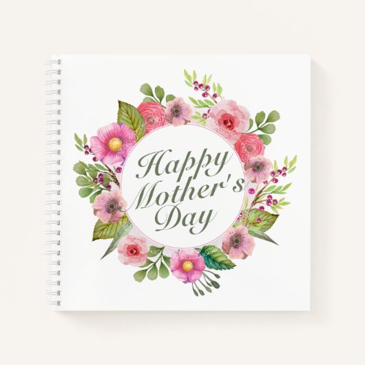 Elegant Happy Mother's Day Floral Frame Notebook Notizblock (Vorderseite)