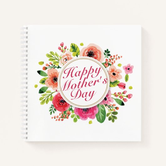 Elegant Happy Mother's Day Floral Frame Notebook Notizblock (Vorderseite)