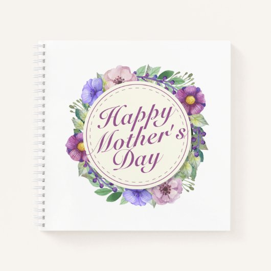 Elegant Happy Mother's Day Floral Frame Notebook Notizblock (Vorderseite)