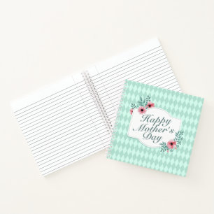 Elegant Happy Mother's Day Floral Frame Notebook Notizblock