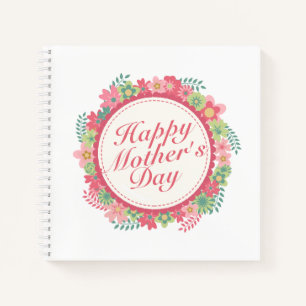 Elegant Happy Mother's Day Floral Frame Notebook Notizblock