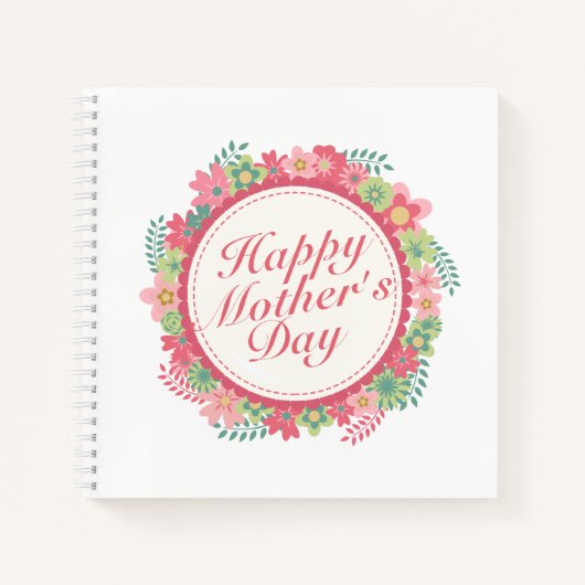 Elegant Happy Mother's Day Floral Frame Notebook Notizblock (Vorderseite)