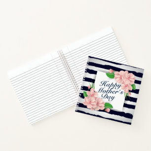Elegant Happy Mother's Day Floral Frame Notebook Notizblock