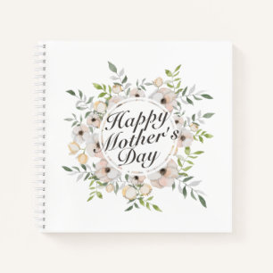 Elegant Happy Mother's Day Floral Frame Notebook Notizbuch