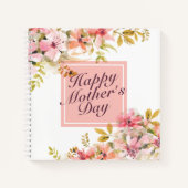 Elegant Happy Mother's Day Floral Frame Notebook Notizbuch (Vorderseite)