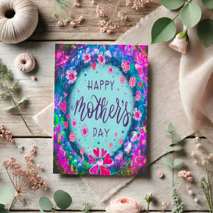 Elegant Happy Mother's Day Floral Hübsch Blue Karte
