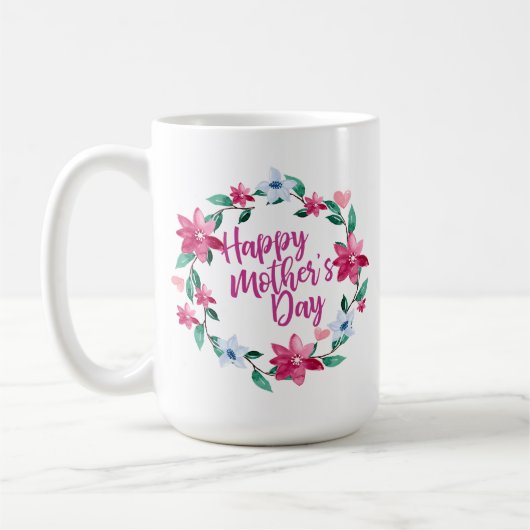 Elegant Happy Mother's Day Floral | Klassische Tas Kaffeetasse (Links)