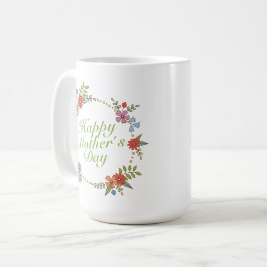 Elegant Happy Mother's Day Floral | Klassische Tas Kaffeetasse (Vorderseite Links)