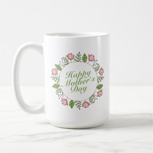 Elegant Happy Mother's Day Floral | Klassische Tas Kaffeetasse (Links)
