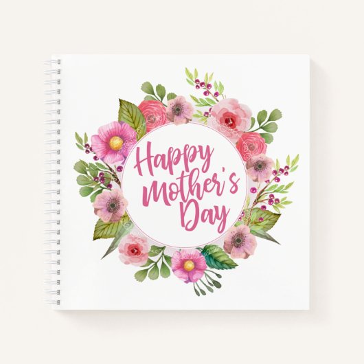 Elegant Happy Mother's Day Floral | Notebook Notizbuch (Vorderseite)