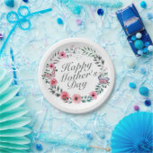 Elegant Happy Mother's Day Floral Paper Plate Pappteller (Party)