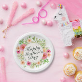 Elegant Happy Mother's Day Floral Paper Plate Pappteller (Party)