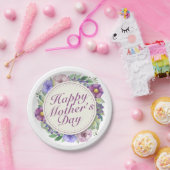 Elegant Happy Mother's Day Floral Paper Plate Pappteller (Party)