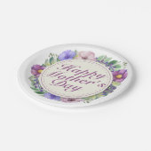 Elegant Happy Mother's Day Floral Paper Plate Pappteller (Schrägansicht)