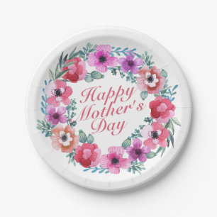 Elegant Happy Mother's Day Floral Paper Plate Pappteller
