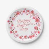 Elegant Happy Mother's Day Floral Paper Plate Pappteller (Vorderseite)