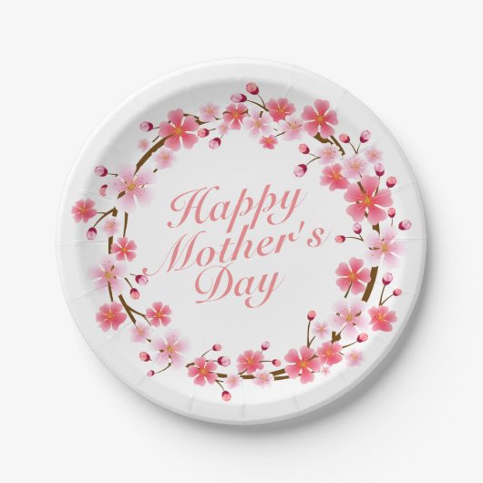 Elegant Happy Mother's Day Floral Paper Plate Pappteller (Vorderseite)