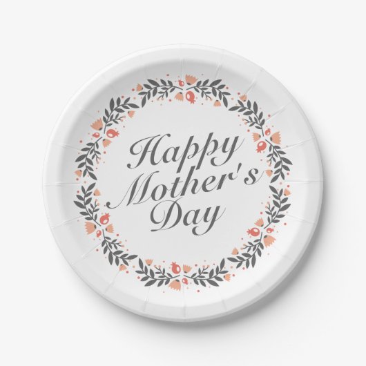 Elegant Happy Mother's Day Floral Paper Plate Pappteller (Vorderseite)