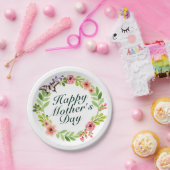 Elegant Happy Mother's Day Floral Paper Plate Pappteller (Party)