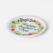 Elegant Happy Mother's Day Floral Paper Plate Pappteller (Schrägansicht)
