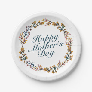Elegant Happy Mother's Day Floral Paper Plate Pappteller
