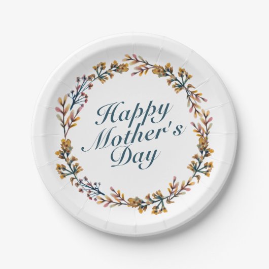 Elegant Happy Mother's Day Floral Paper Plate Pappteller (Vorderseite)