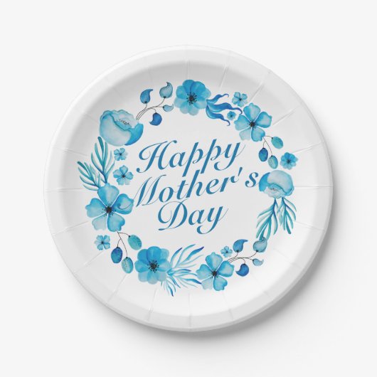 Elegant Happy Mother's Day Floral Paper Plate Pappteller (Vorderseite)