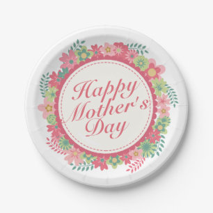 Elegant Happy Mother's Day Floral Paper Plate Pappteller