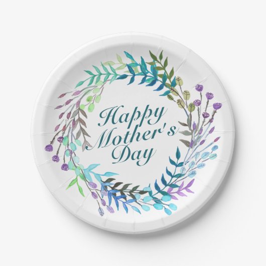Elegant Happy Mother's Day Floral Paper Plate Pappteller (Vorderseite)