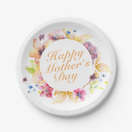 Elegant Happy Mother's Day Floral Paper Plate Pappteller (Vorderseite)
