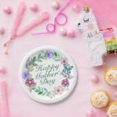 Elegant Happy Mother's Day Floral Paper Plate Pappteller (Party)