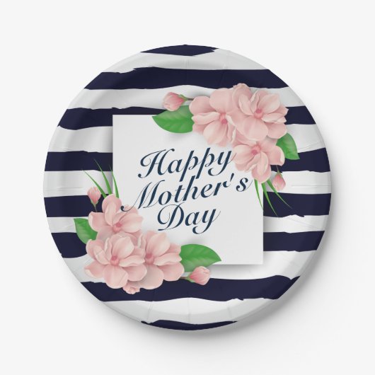 Elegant Happy Mother's Day Floral Paper Plate Pappteller (Vorderseite)