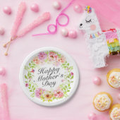 Elegant Happy Mother's Day Floral Paper Plate Pappteller (Party)