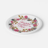 Elegant Happy Mother's Day Floral Paper Plate Pappteller (Schrägansicht)
