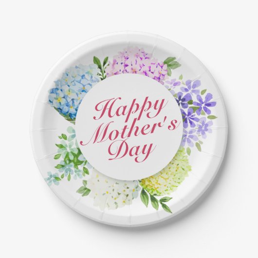 Elegant Happy Mother's Day Floral Paper Plate Pappteller (Vorderseite)