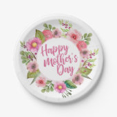 Elegant Happy Mother's Day Floral | Papierplatte Pappteller (Vorderseite)