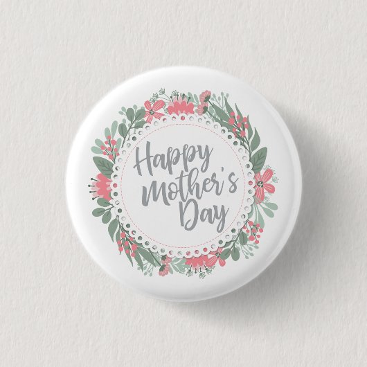 Elegant Happy Mother's Day Floral | Schaltfläche B Button (Vorderseite)