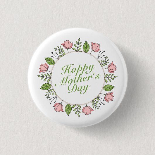 Elegant Happy Mother's Day Floral | Schaltfläche B Button (Vorderseite)