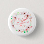 Elegant Happy Mother's Day Floral | Schaltfläche B Button (Vorderseite)