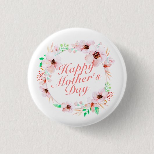Elegant Happy Mother's Day Floral | Schaltfläche B Button (Vorderseite)