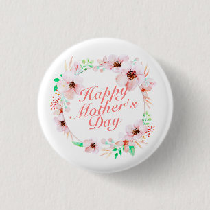 Elegant Happy Mother's Day Floral Schaltfläche B Button