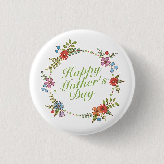 Elegant Happy Mother's Day Floral | Schaltfläche B Button (Vorderseite)