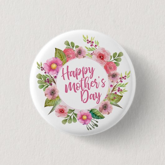 Elegant Happy Mother's Day Floral | Schaltfläche B Button (Vorderseite)