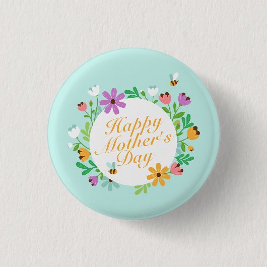Elegant Happy Mother's Day Floral | Schaltfläche B Button (Vorderseite)