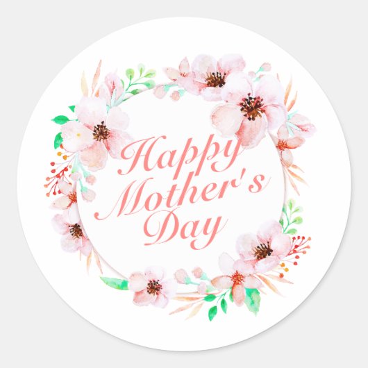 Elegant Happy Mother's Day Floral | SIEGEL Runder Aufkleber (Vorderseite)