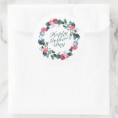 Elegant Happy Mother's Day Floral Wreath | Aufkleb Runder Aufkleber (Tasche)